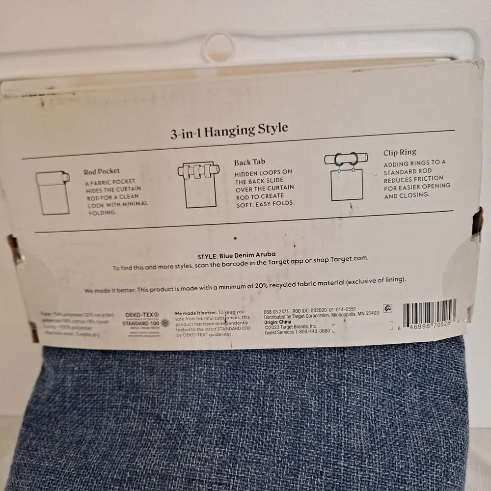 Threshold Blackout Curtain 1 Panel Aruba Blue Denim 3 Hanging Styles 50